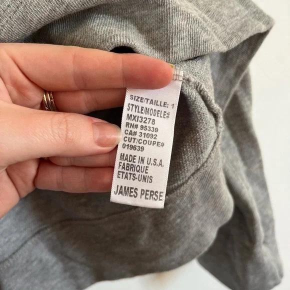 James Perse Vintage French Terry Heather Grey Sweatshirt 1/Small - Picture 9 of 12